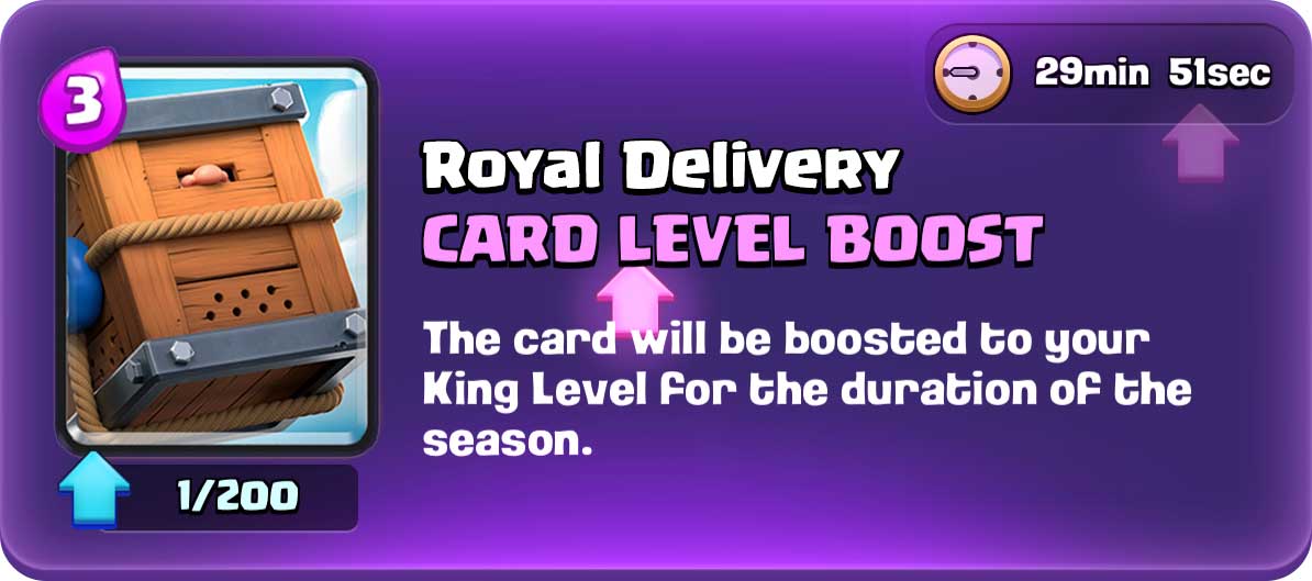 Clash Royale - Unlock the new card with 🆓 continues for every player! Check the Challenges tab 📲 You only need 6 wins and Royal Delivery will be boosted to your King