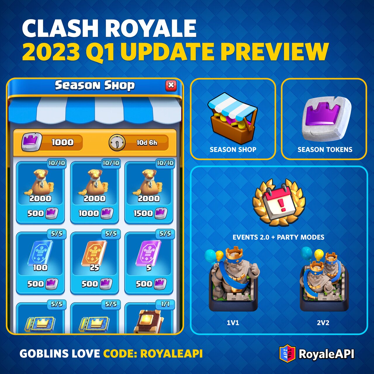 Season Shop and Events 2.0 Clash Royale 2023 Q1 Update Preview