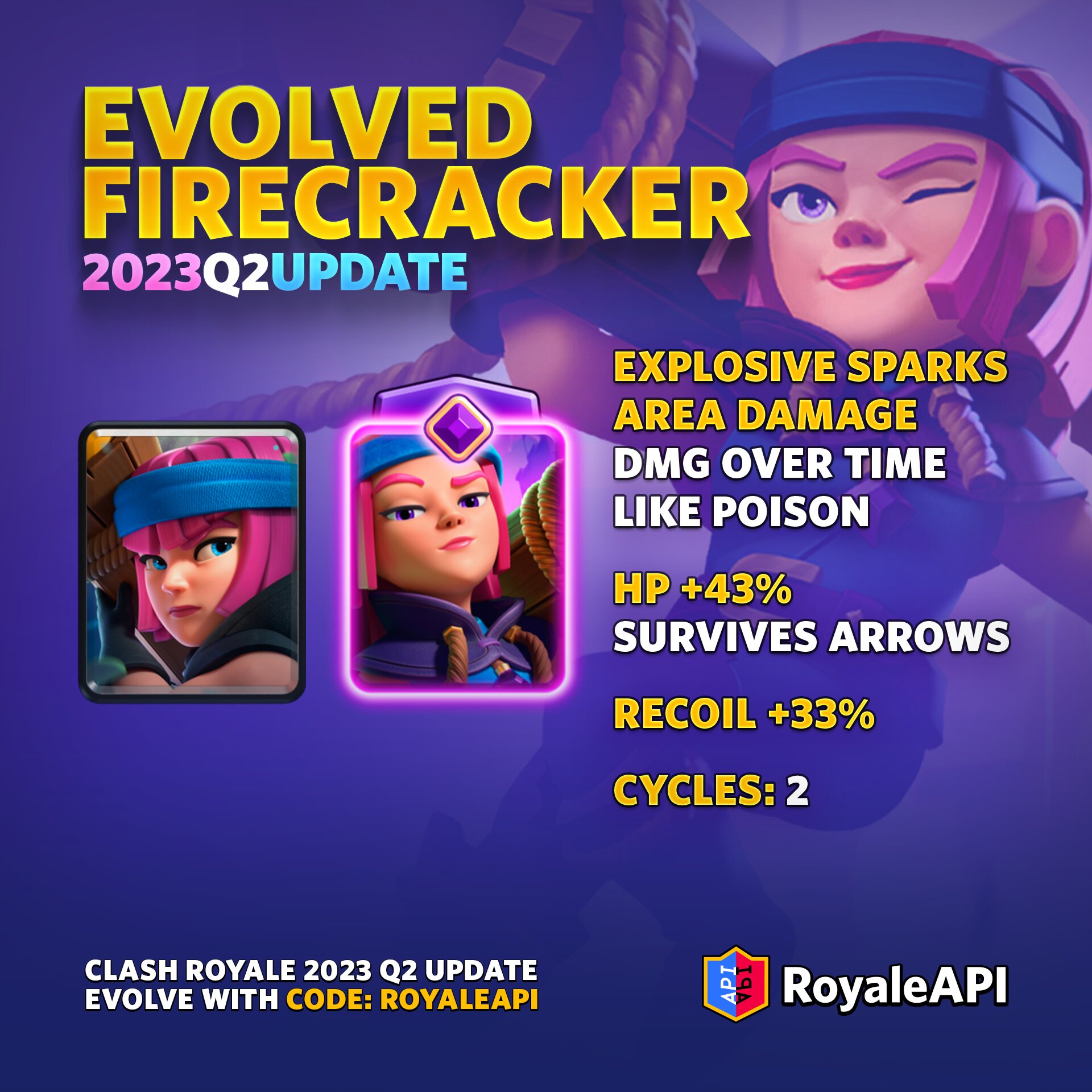 Evolved Firecracker Clash Royale 2023 Q2 Summer Update Clash Royale News Blog Royaleapi 3380