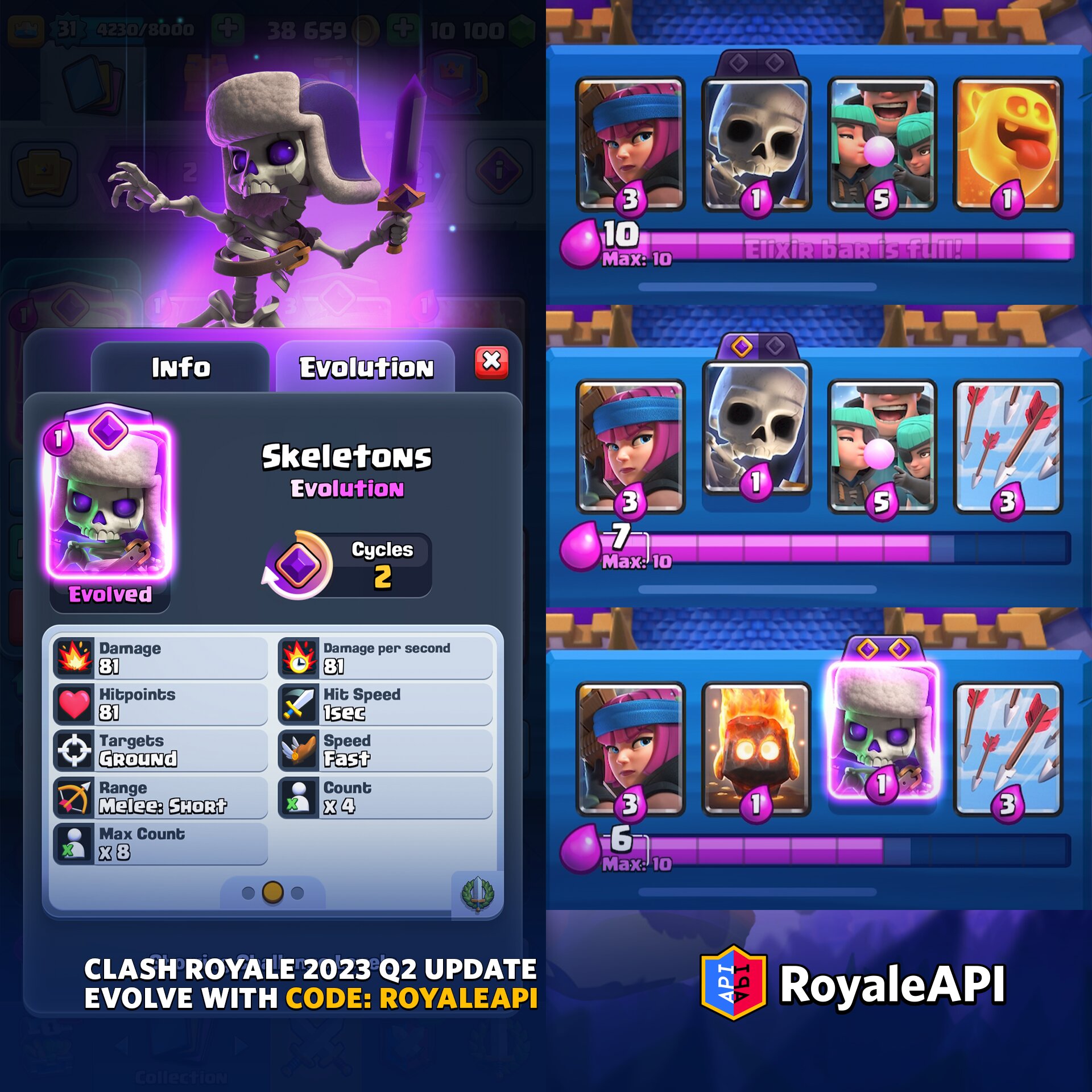 Evolved Skeletons - Clash Royale 2023 Q2 Summer Update | Blog - RoyaleAPI